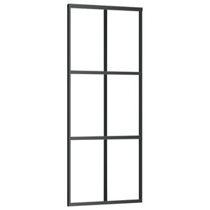 vidaXL Schiebetür ESG-Glas und Aluminium 76x205 cm Schwarz