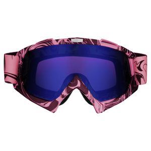 Designer Motocross Brille pink mit blau-violettem Glas