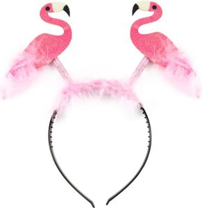 Oblique Unique Haarreif mit Flamingos und Federn Haarreifen für Hawaii Party Karneval Fasching Motto Party