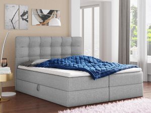 Boxspringbett Best mit 2 Bettkästen, Doppelbett mit Bonell-Matratze und Topper, Polsterbett, Bett (Grau (Inari 91), 180 x 200 cm)