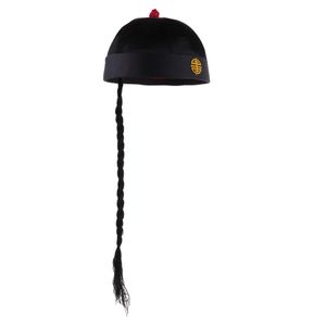 Adult Kids Schwarzer Chinesischer Orientalischer Hut mit Pferdeschwanz Party Kostüm Größe 0-12 M
