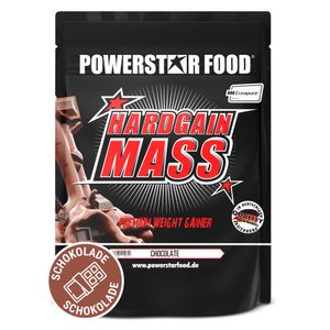 Powerstar HARDGAIN MASS 1600g | PREMIUM WEIGHT GAINER ohne Zucker-Zusatz | Masse, Kraft & Muskelaufbau | Mass Gainer Shake mit Kreatin | Chocolate