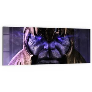 DEQORI Glasbild Acryl 125x50 cm 'Thanos Rüstung von Nahem' Wandbild Bild modern Deko