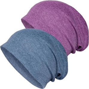 FNCF 2 Pack Baumwolle Slouchy Beanie Hüte, Chemo-Kopfbedeckung Caps für Damen und Herren