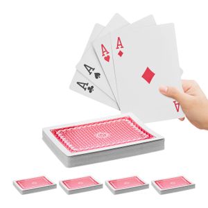 relaxdays 5 x Pokerkarten Jumbo 54 Karten