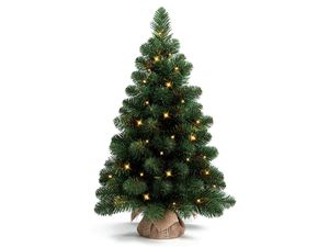 Künstlicher Weihnachtsbaum Narnie in Blumentopf 75cm mit LED Beleuchtung, Tannenbaum Christbaum Kunstbaum Dekobaum mit Metallständer