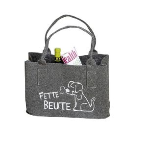 Tasche Shopping, aufgestickt "Fette Beute", Filz, 25x40x26cm, von Gilde