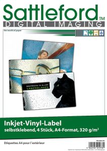 Aufkleberfolie 4 Vinyl-Klebefolien für Inkjet Drucker wetterfest DIN A4 weiß Vinyl Label selbstklebend
