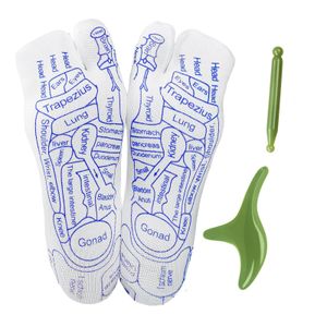massage Socken, Reflexology Socks Set, Baumwollfuß Reflexzonen Socke, Druckpunkt Socken,Massagestab