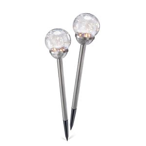 Solar Gartenstecker 'Golden Balls' im 2er-Set - warmweißes Licht - traumhafte Lichteffekte dank Bruchglasoptik - (DxH): 12x44cm - Solarlampe Garten Gartenbeleuchtung Solarleuchte, esotec 102312