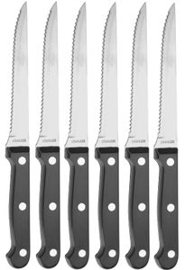 Excellent Houseware Steakmesser Pizzamesser Grillmesser mit gezackten Stahlklingen 6 Stück 21 cm