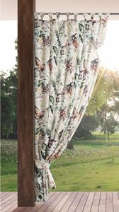Eurofirany Záhradná záclona Listy slučky Vodotesné viacfarebné biela 200 cm x 155 cm