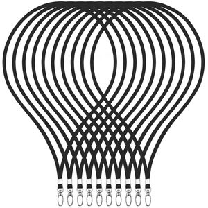 10 unbedruckte Schlüsselbänder schwarz Lanyard edel glänzend 360° Umhängeband für Kartenhalter Büro ID Karte Fahrkarten Schutzhülle Schlüsselband Handy Band