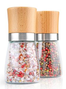 Salz und Pfeffermühle Holz mit robustem Kegel-Keramik Mahlwerk - Salzmühle oder auch Gewürzmühle ohne Inhalt von Hannah's Homebrand®