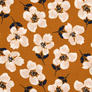 Bekleidungsstoff Radiance Viskose FLOWERS Blumen ocker creme beige 1,4m Breite