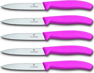 Victorinox | Swissclassic Gemüsemesser Set | 5-teilig | pinkes Polypropylen | ideal für präzises Schneiden und Schälen | langlebig und spülmaschinengeeignet