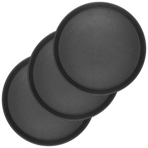 3 x WELLGRO Gastro Tablett -  mit diversen Mängeln - Ø 35 cm rund, schwarz - antirutsch Kellnertablett Set - Gastrotablett - Sonderposten