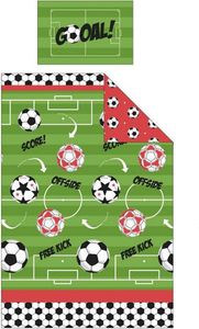 Bedding & Beyond - Kinder Fußball - Bettwäsche-Set AG2128 (Junioren) (Grün/Rot/Schwarz)