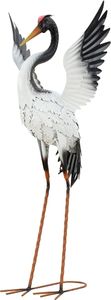 XXL Storch 82cm Metall Vogelfigur Teichfigur Haus Garten Dekoration