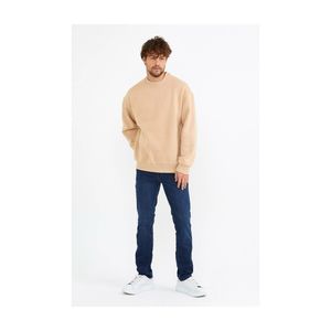 Basic Sweatshirt Langarm Oversize Pullover Baumwolle Langarmshirt für Herren XL Beige