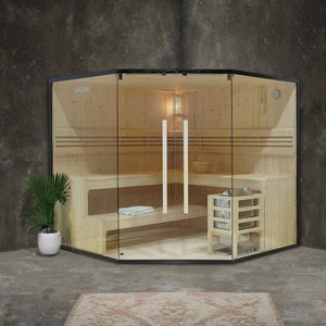 HOME DELUXE - Traditionelle Sauna - Shadow XL BIG - 200 x 200 x 190 cm - für 6 Personen - Fichtenholz, inkl. Saunaofen I Dampfsauna Aufgusssauna
