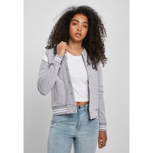 Urban Classics Damen Jacke Ladies Organic Inset College Sweat Jacket Grey/White-XL