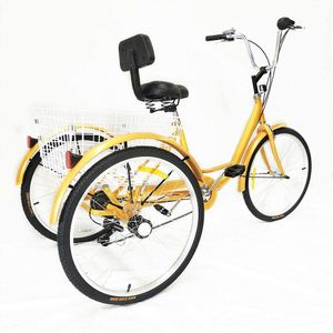 6-rychlostní tříkolka 24 "Inch Cruiser Dospělé jízdní kolo pro zdravotně postižené pedály s nákupním košíkem