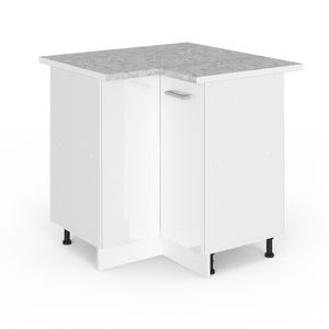 Vicco Eckschrank R-Line, 75.6 cm , AP Marmor, Weiß Hochglanz/Weiß