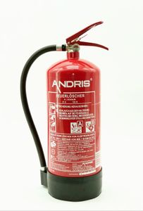 orig. ANDRIS® Qualitäts-Marken-Feuerlöscher 6L Schaum AB - 9LE mit Manometer, EN 3 inkl. Wandhalterung & ANDRIS® Prüfnachweis mit Jahresmarke