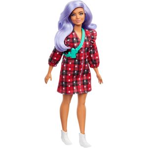 Barbie Fashionistas Puppe im karierten Kleid, Anziehpuppe, Modepuppe