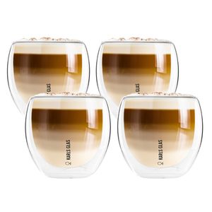 Doppelwandige Gläser Latte Macchiato 4 x 80 ml Kaffee Thermogläser Cappuccino Tassen Teegläser doppelwandig | 7 x 6,5 cm