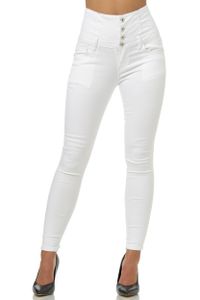 Elara Damen Jeans High Waist Push Up Skinny Fit 1166 White-42 (XL)