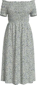 VILA Geblümtes Off-Shoulder Midi-Kleid mit Raffung Größe: 42
