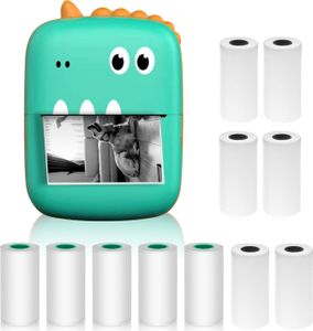 Mini drukarka termiczna, drukarka etykiet do tworzenia naklejek, natychmiastowa drukarka fotograficzna Bluetooth z 6 rolkami papieru 57 mm + 5 samoprzylepnych rolek papieru, iOS Androi