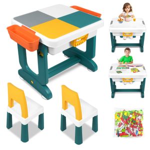 XMTECH 6 in1 Kindertisch Set Aktivitätstisch Spieltisch Kinderschreibtisch Bausteintisch Sandtisch Wassertisch mit Stauraum