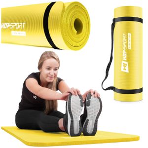 Hop-Sport Gymnastikmatte 1,5cm - rutschfeste Yogamatte für Fitness Pilates & Gymnastik  - Maße 183cm Länge 61cm Breite - gelb