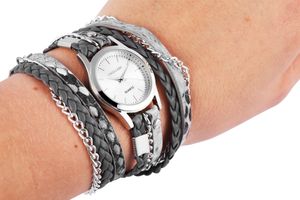 Excellanc Damen-Uhr Wickelarmband Metall Kunstleder Analog Quarz 1900180