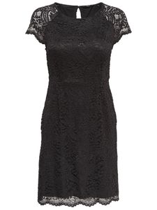 ONLY Female Kurzkleid mit Spitze und kurzeln Ärmeln, Farbe:Schwarz (Black), Größe:36