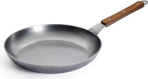 Woll "Carbon Steel" Flachpfanne, mit Holzstiel-Optik 28 cm (PFAS-FREE) - Induktionsgeeignet