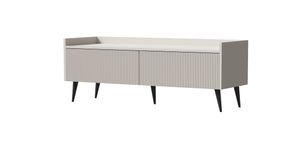 Albello TV-Lowboard Adenis RTV-Sideboard mit geriffelten Fronten – Moderner TV-Schrank für das Wohnzimmer, Beige Kaschmir Schwarz, 121 x 45 x 41 cm Albello TV-Lowboard Adenis RTV-Sideboard mit geriffelten Fronten – Moderner TV-Schrank für das Wohnzimmer, Beige Kaschmir Schwarz, 121 x 45 x 41 cm