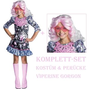 Monster High Kinder Kostüm & Perücke (Viperine Gorgon) Größe: L / 140-146 (8-10Jahre)