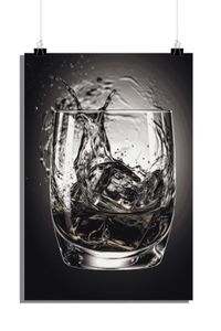 Whiskyglas Poster - Schwarz Weißes Whiskyglas Poster -  Schwarz Weißes Poster - 61x91cm - Perfekt zum Einrahmen