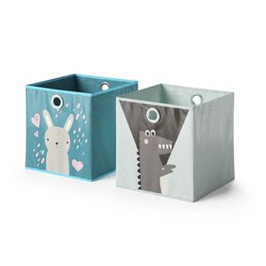 Livinity® Faltbox 30x30 , 30 x 30 cm 2er Set, Blau/Grau