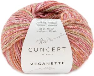 Katia Veganette color 111, Baumwollgarn mit Farbverlauf, Baumwolle zum Stricken und Häkeln, Wolle vegan