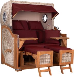 Strandkorb Düne Grande Bullauge Teak PE Shell Dessin 550
