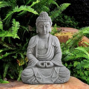 Sunjoy Gartenfigur Buddha aus Ton, sitzend