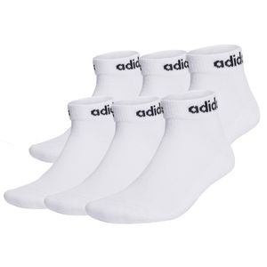 adidas Unisex Quarter Socken, 6er Pack - Linear Cushioned Ankle, Logo, gepolstert, einfarbig Weiß-40-42