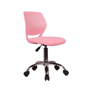 KONDELA Dětská židle na kolečkách Selva - růžová / chrom