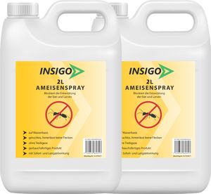INSIGO 2x2L Anti Ameisen Mittel Spray Gift gegen Stopp frei abwehren Bekämpfung Schutz