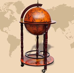 vidaXL Globe Bar so stojanom na fľaše Eukalyptové drevo